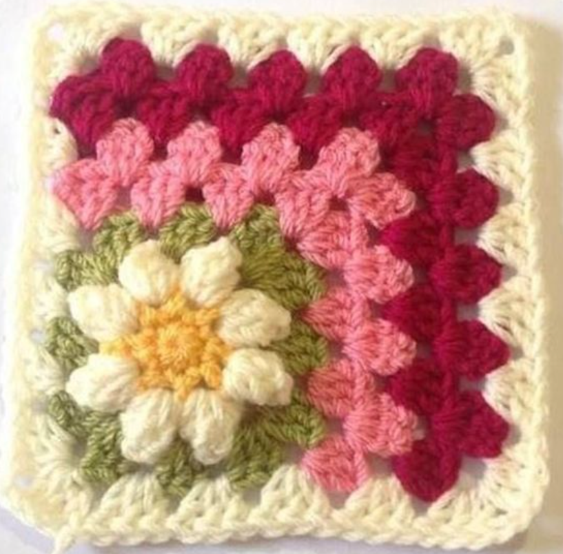 Mitered Flower Square Crochet  Free Pattern