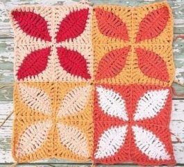 Crochet Leaf Granny Square Free Pattern