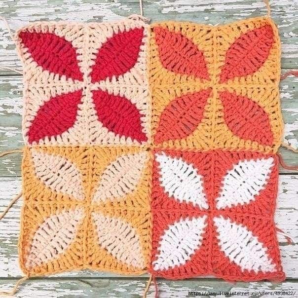 Crochet Leaf Granny Square Pattern