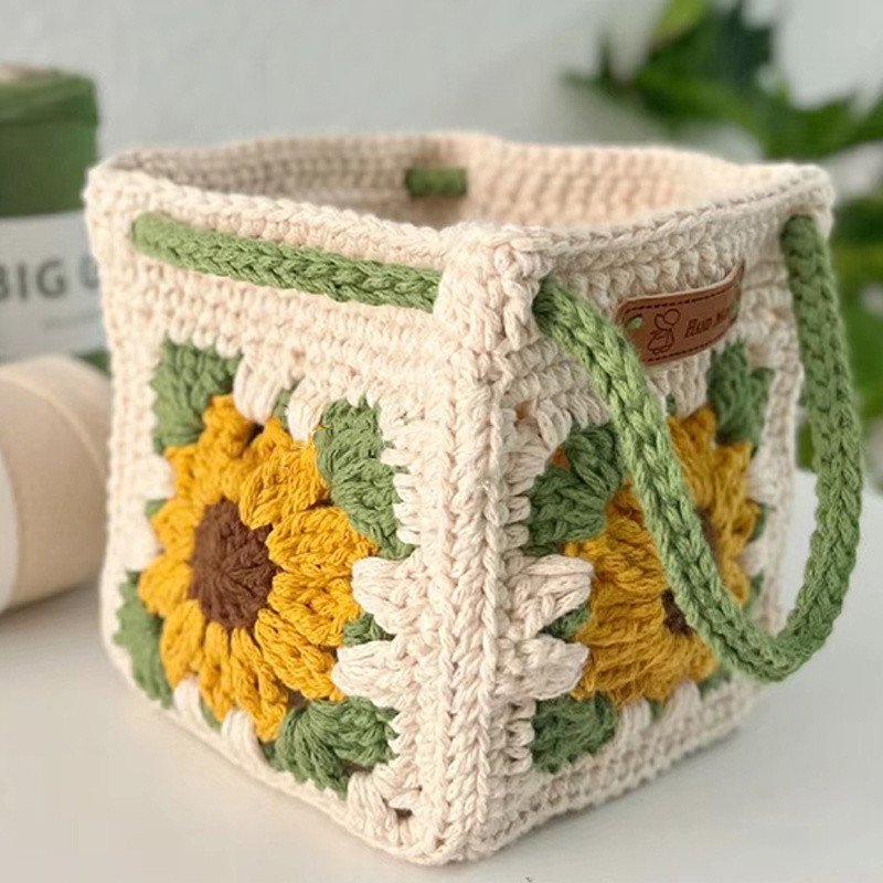 Crochet Sunflower Square Bag Free Pattern