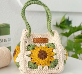 Crochet Sunflower Square Bag Free Pattern