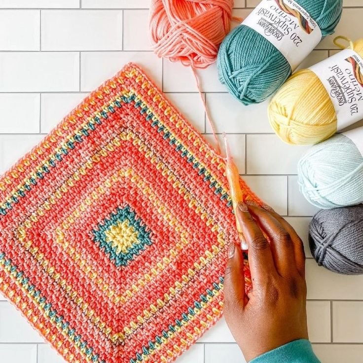 Moss Stitch Square Free Pattern