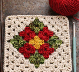 Crochet Square with Carried Yarn Technique