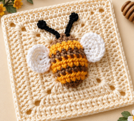 3D Bee Granny Square Crochet Pattern